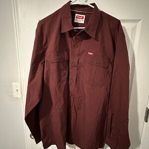 Wrangler Burgundy Men’s Button-Up Shirt - XL Western Shirt